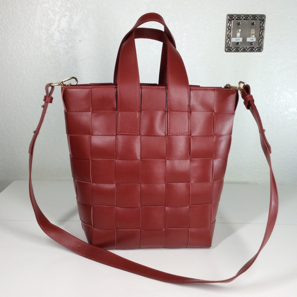 Viola castellani Rosso Intrecciato Woven Red Leather Large totebag 13.5” X 14.5”